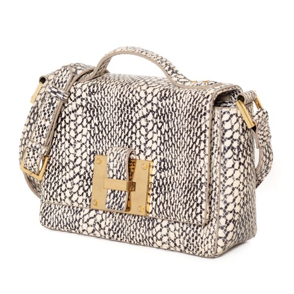 India Hicks Handbags - India Hicks Lady P Snakeskin Embossed Gold-Tone Hardware Shoulder Crossbody Bag